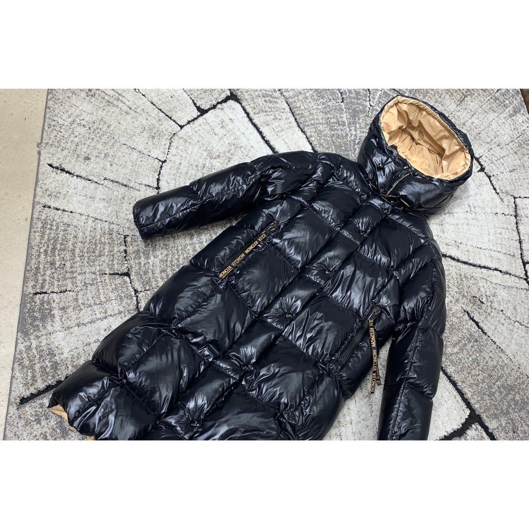 Moncler Reversible Black Beige Long Puffer Coat — hero