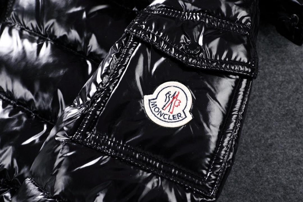 Womem Moncler coat Black Glossy Hooded Puffer Jacket — detail