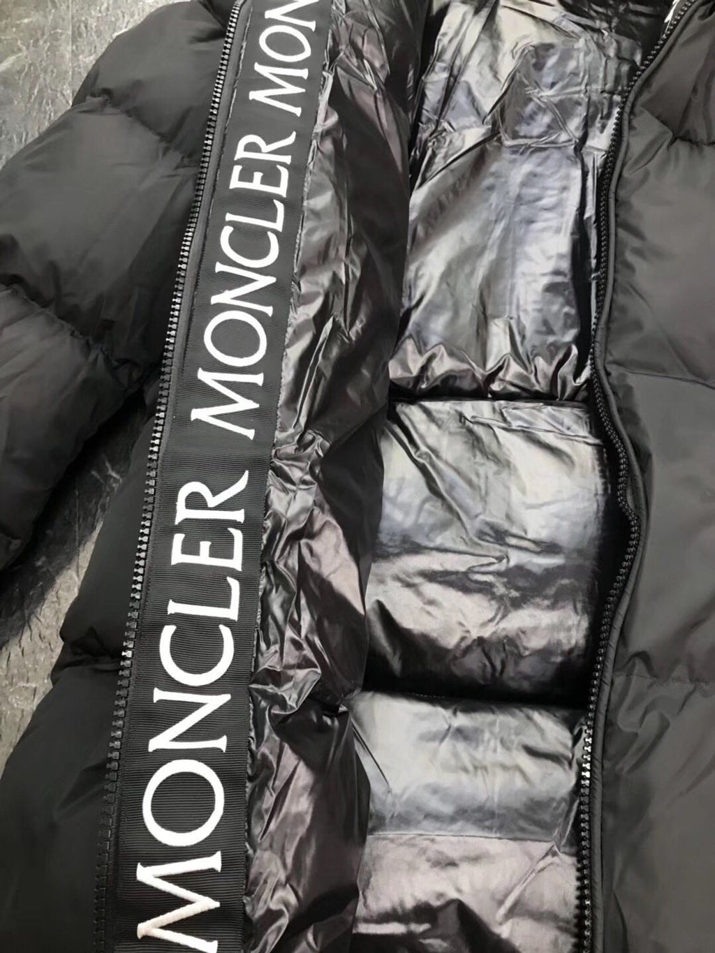 Moncler Long Hooded Quilted Puffer Coat — detail