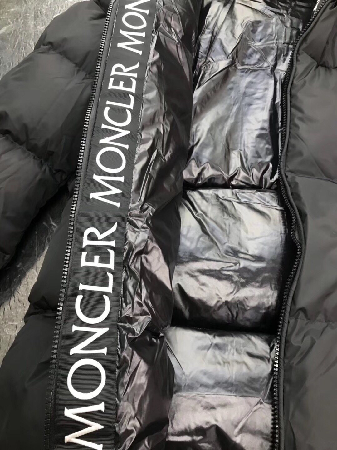 Moncler Long Hooded Quilted Puffer Coat — detail