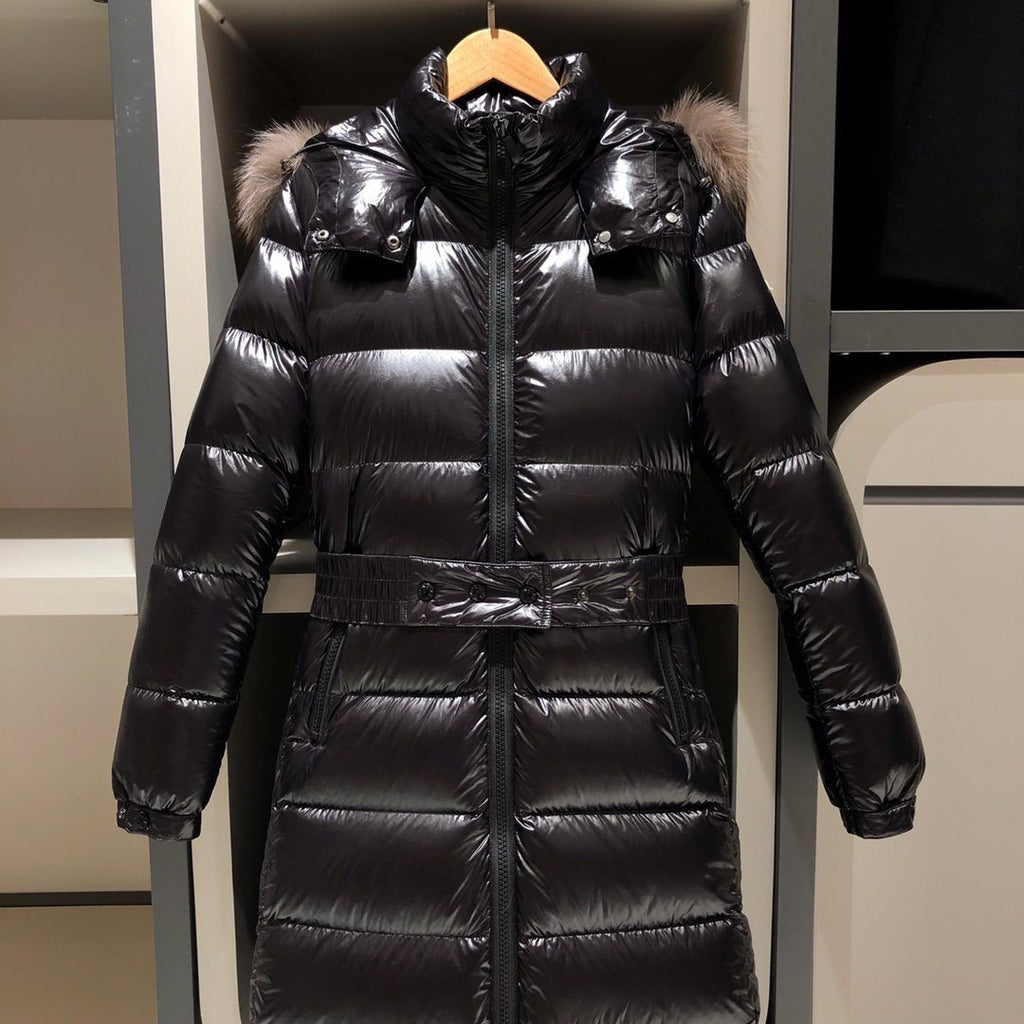 Moncler Women's Long Belted Puffer Coat — detail