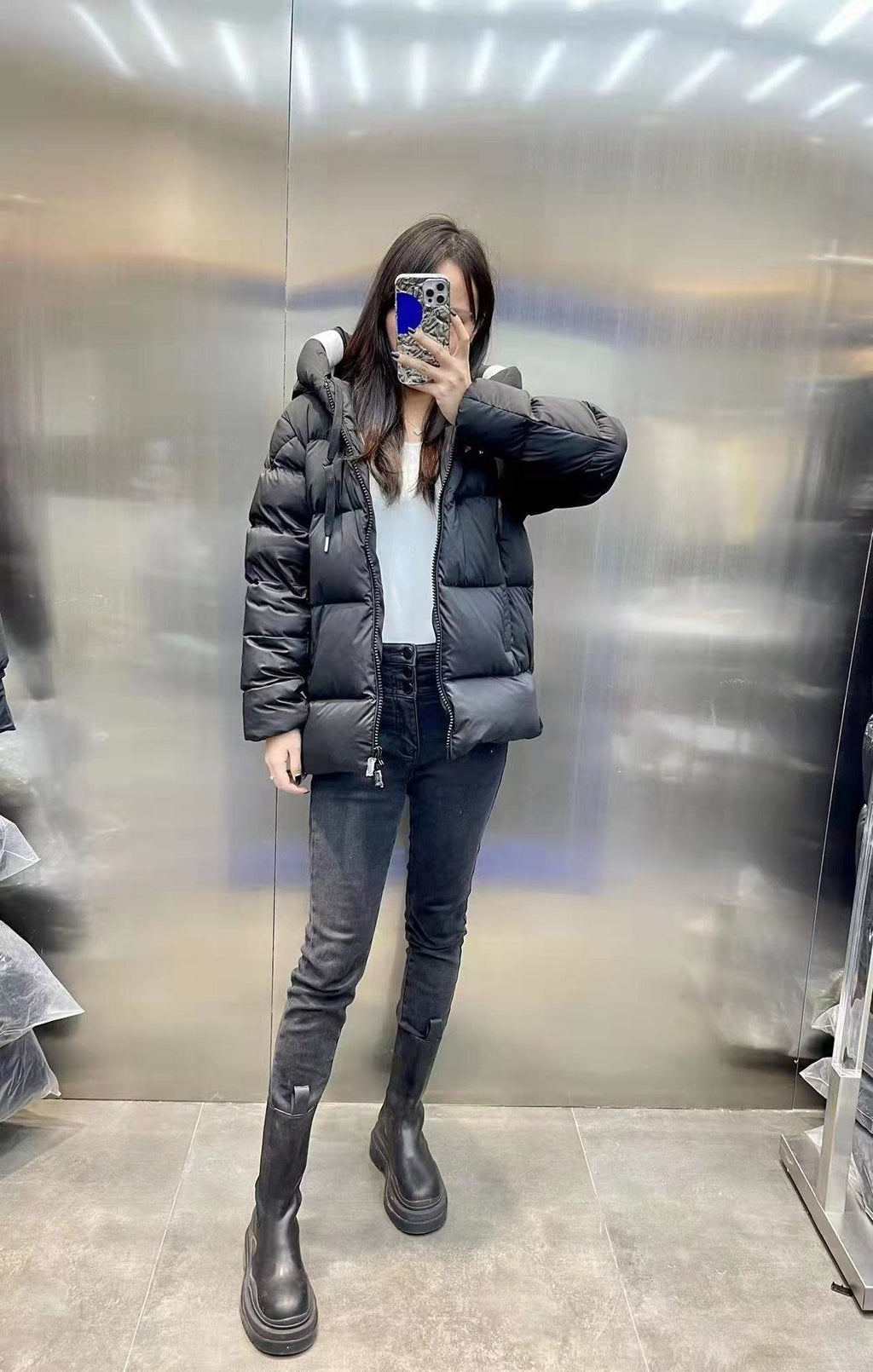 Moncler Hood-Print Hooded Puffer Coat — context