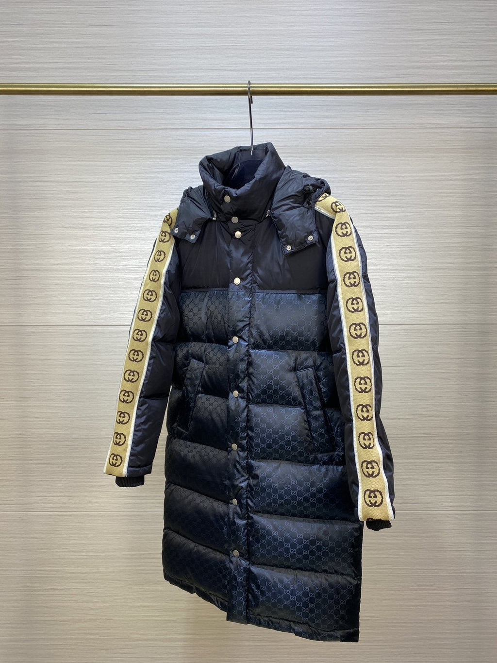 GUCCI Tonal Monogram Long Down Jacket — front