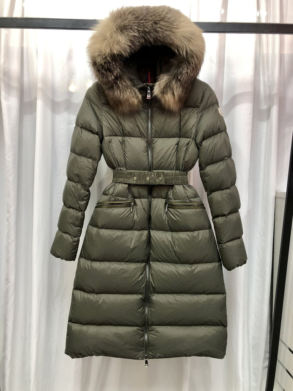 Moncler Long Belted Puffer Coat — hero