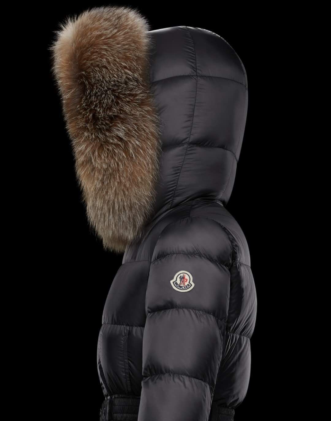 Moncler Long Belted Puffer Coat — detail