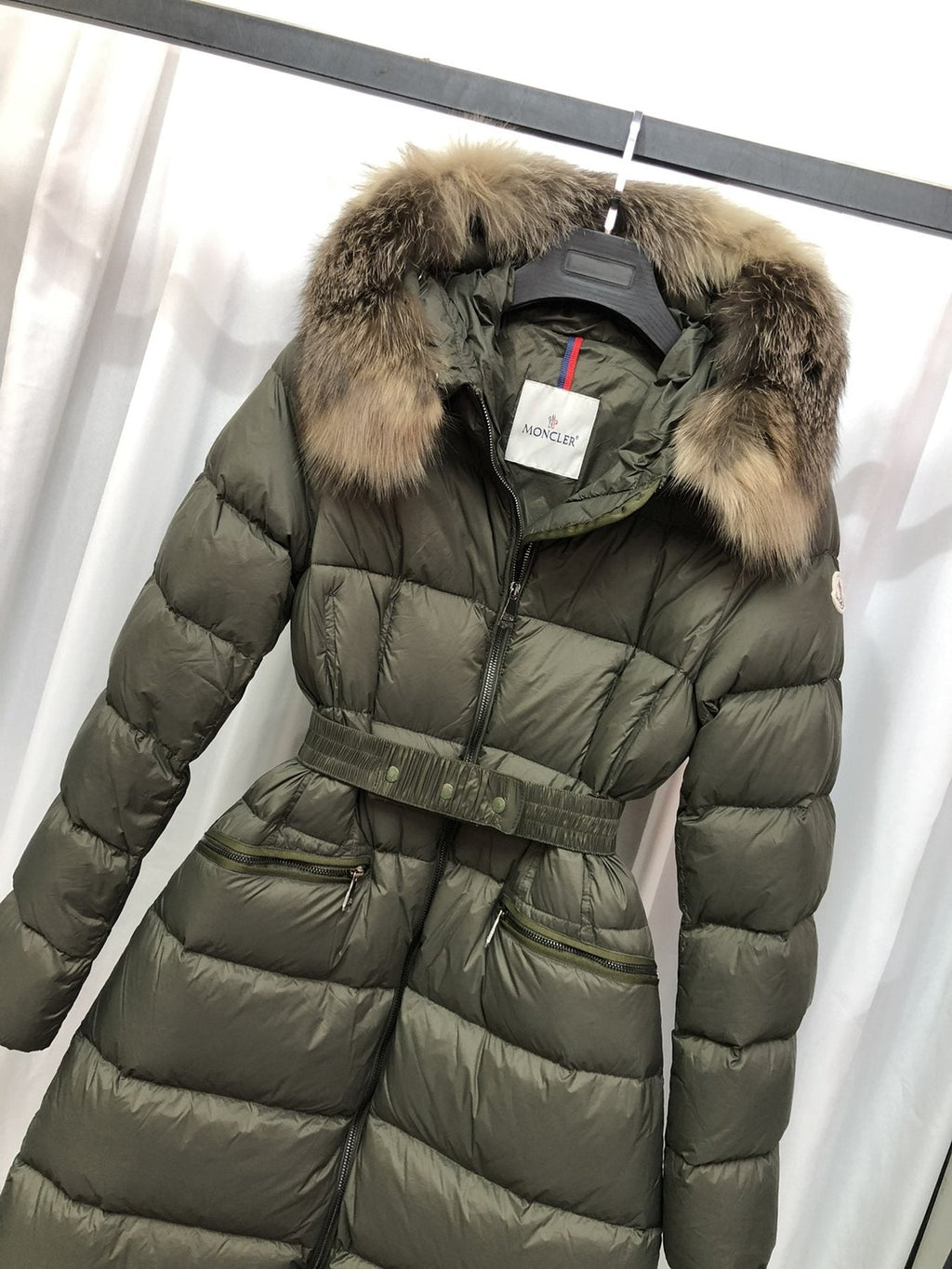 Moncler Long Belted Puffer Coat — front