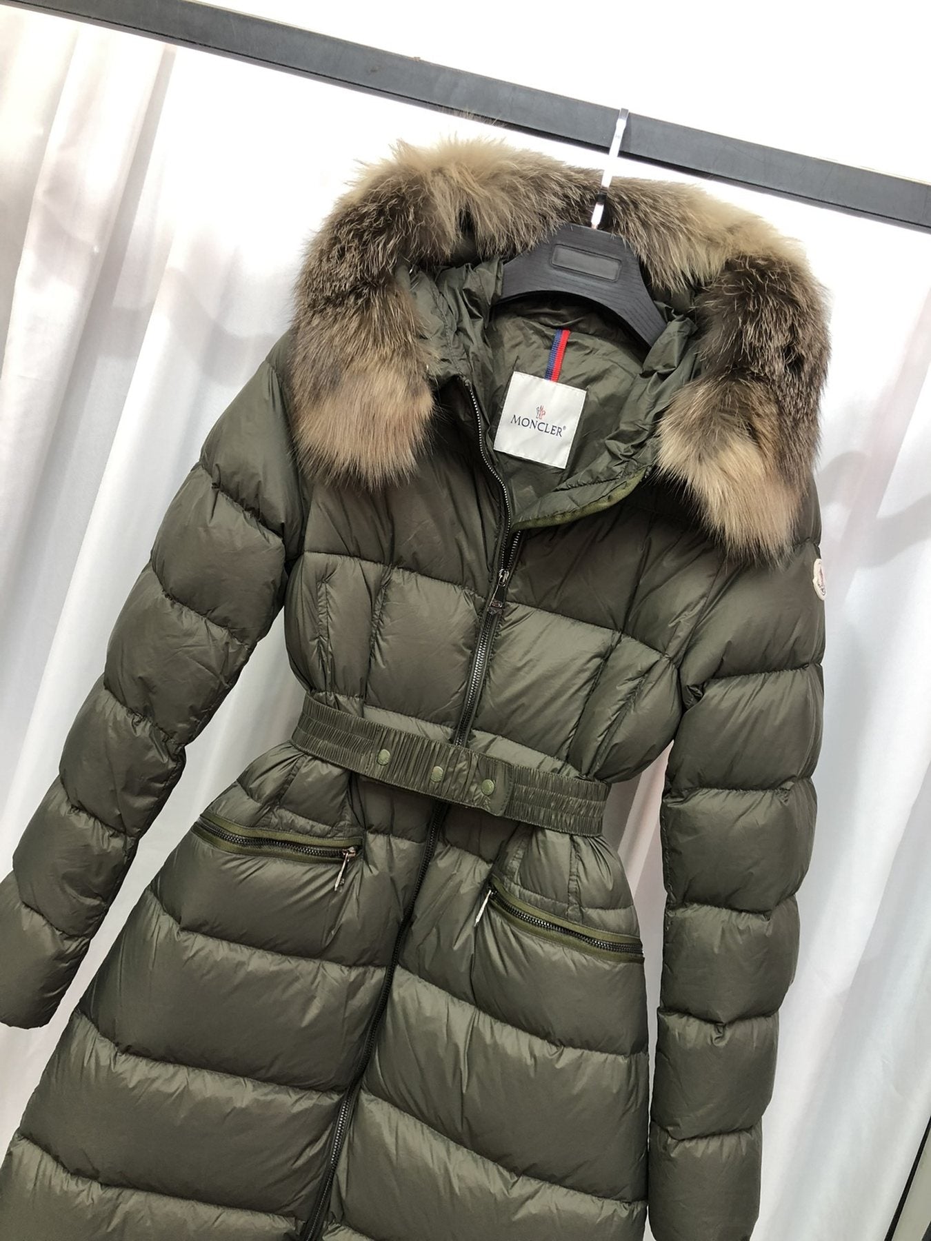 Moncler Long Belted Puffer Coat — front