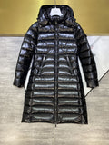 Moncler Women's Black Hooded Long Down Coat — hero