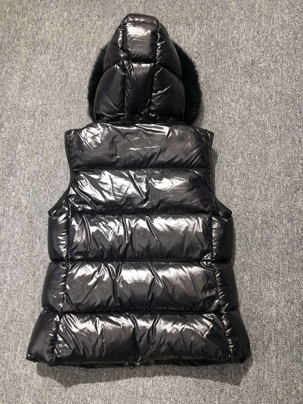 Moncler Fur-Trim Hooded Down Vest — back