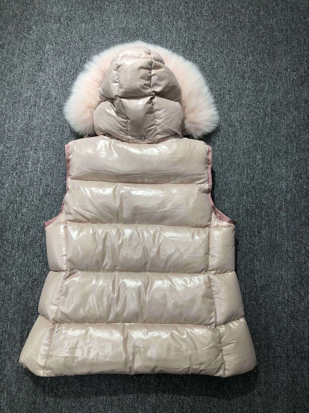 Moncler Fur-Trim Hooded Down Vest — back