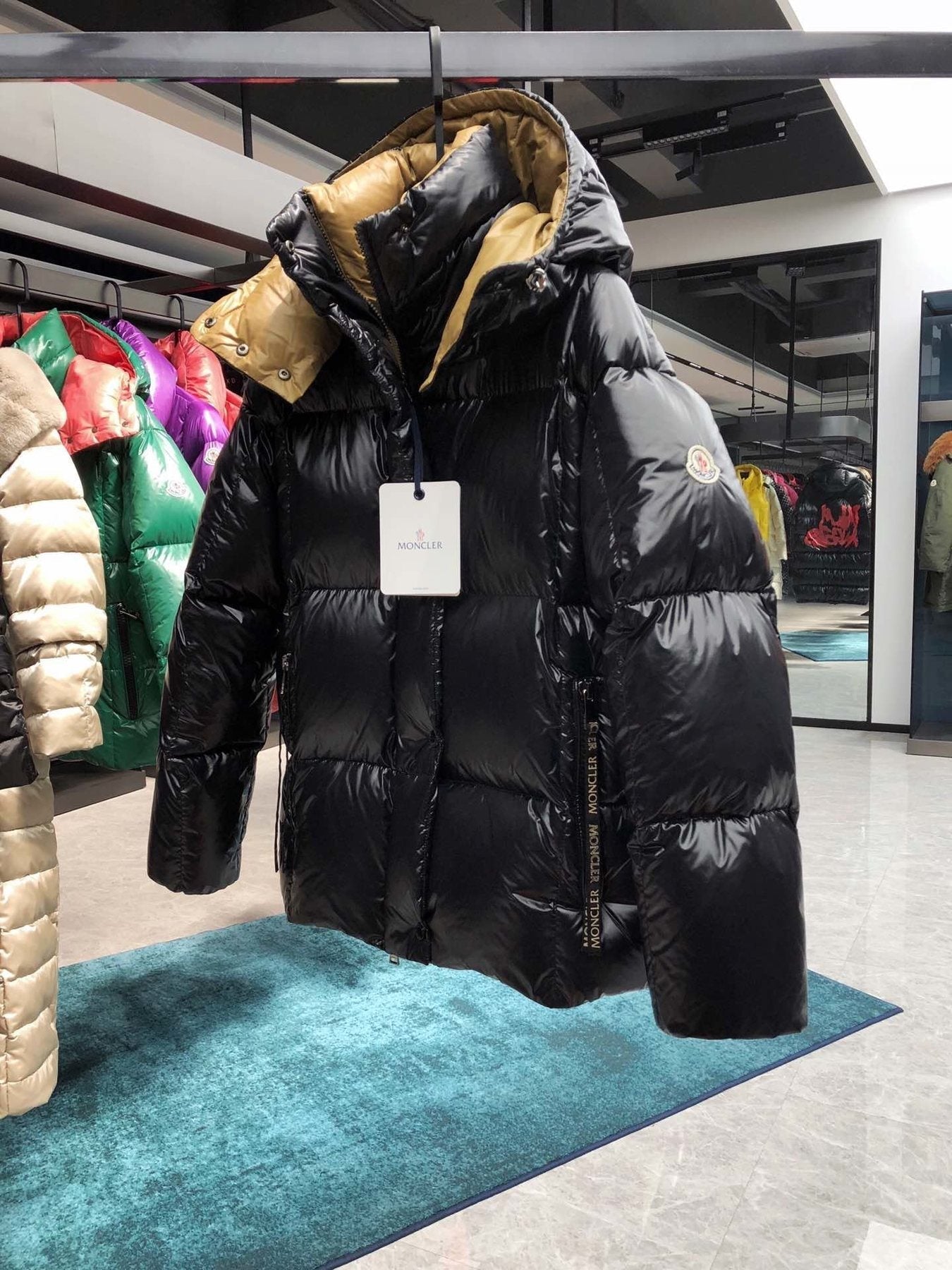 Moncler Black Hooded Puffer Coat — hang_tag