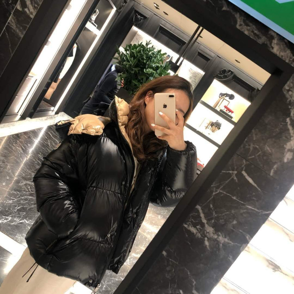 Moncler Black Hooded Puffer Coat — context