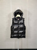 Moncler Hooded Letter-Trim Down Vest — hero