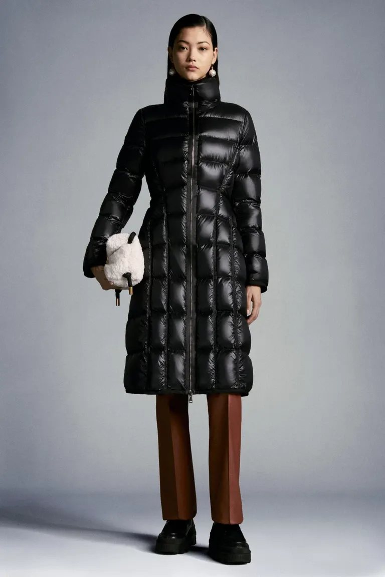 Moncler Women's Long Black Quilted Down Coat — context