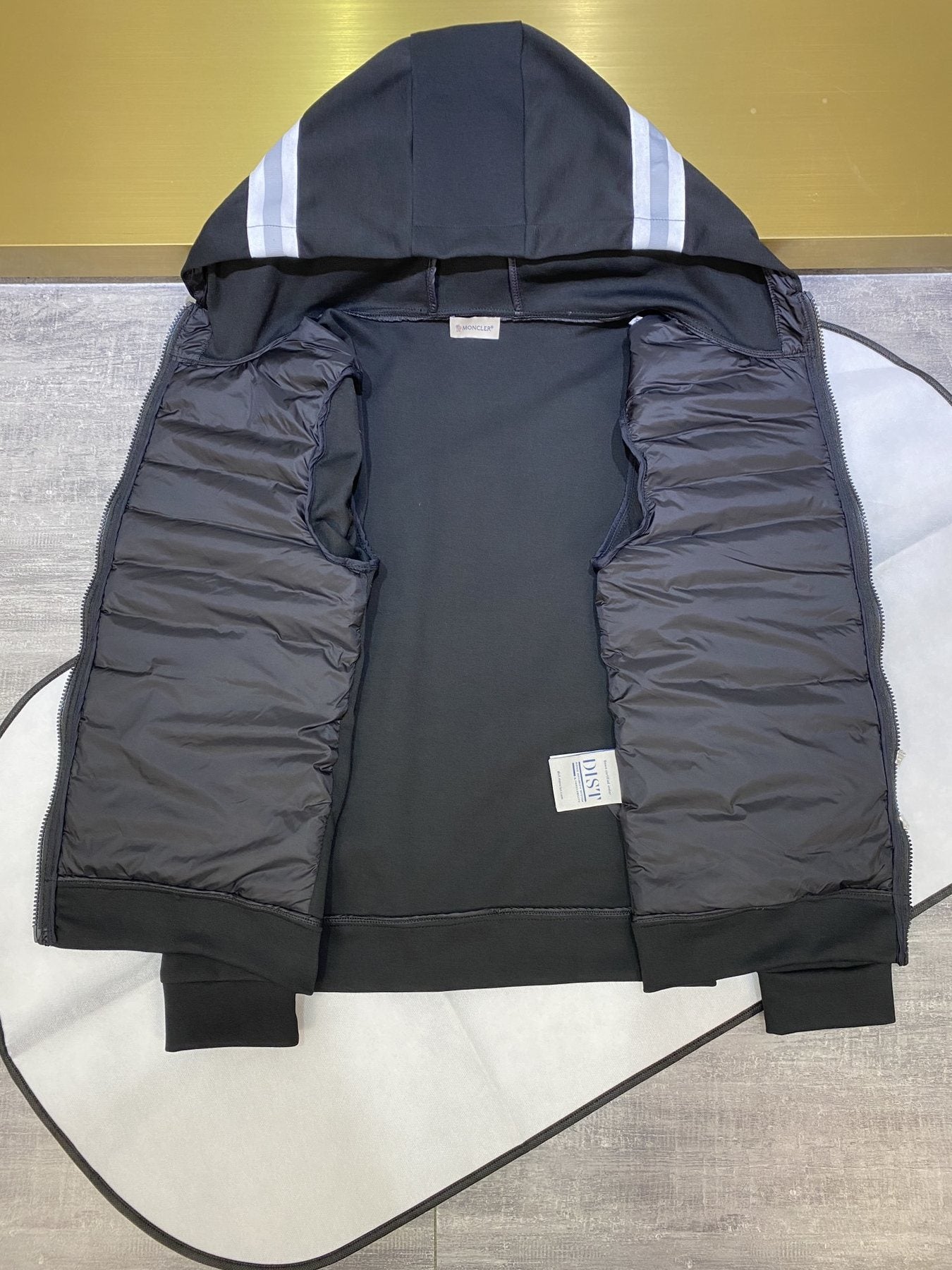 Moncler Black Sweater Sleeve Down Jacket — detail