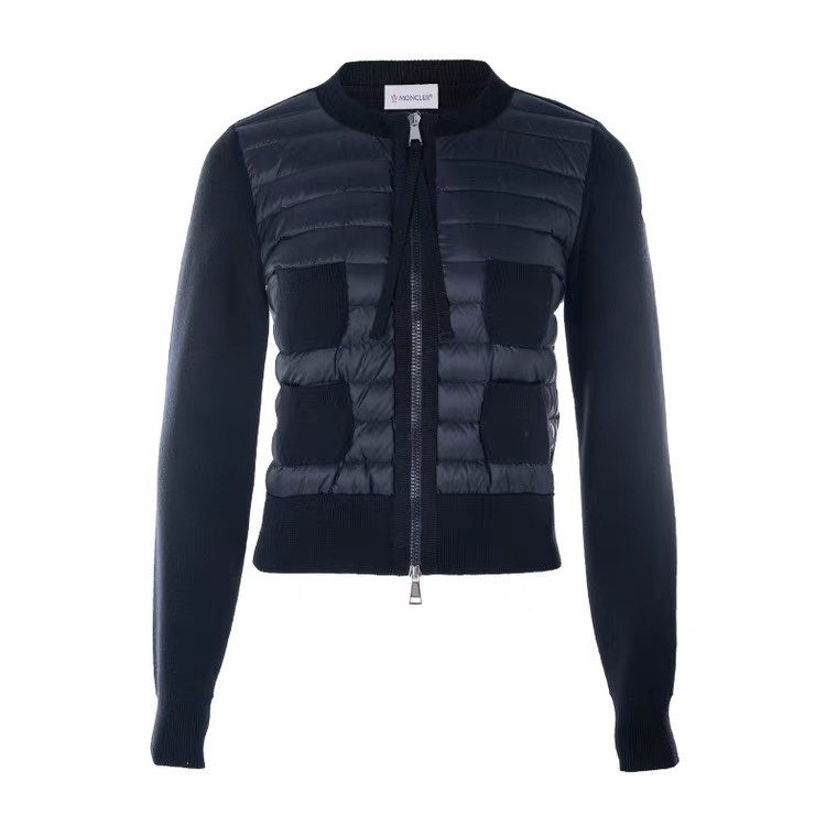 Moncler Women's Knit Sleeve Quilted Zip-Front Jacket — hero