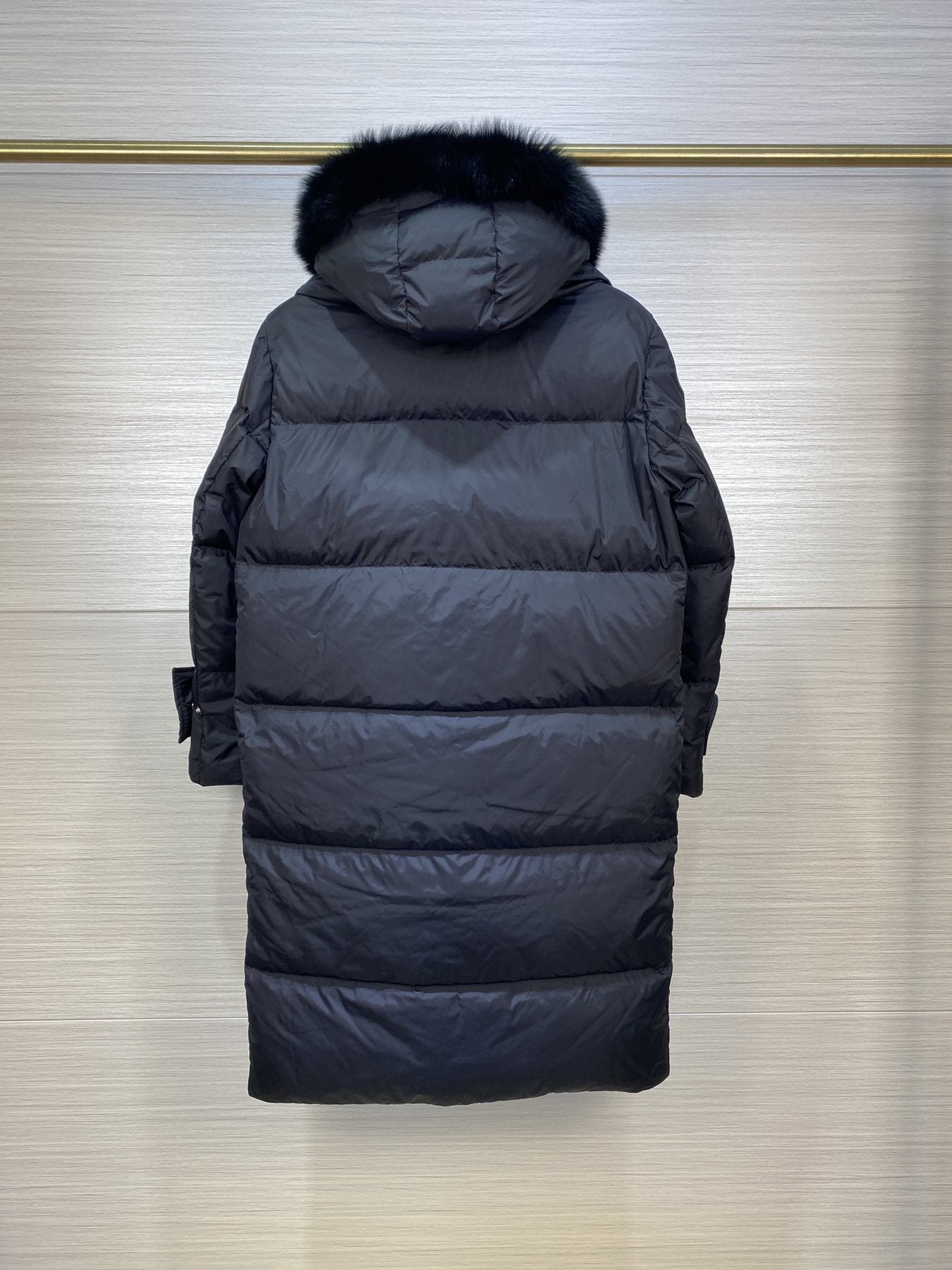 Moncler Women's Long Hooded Fur-Trim Down Coat — back