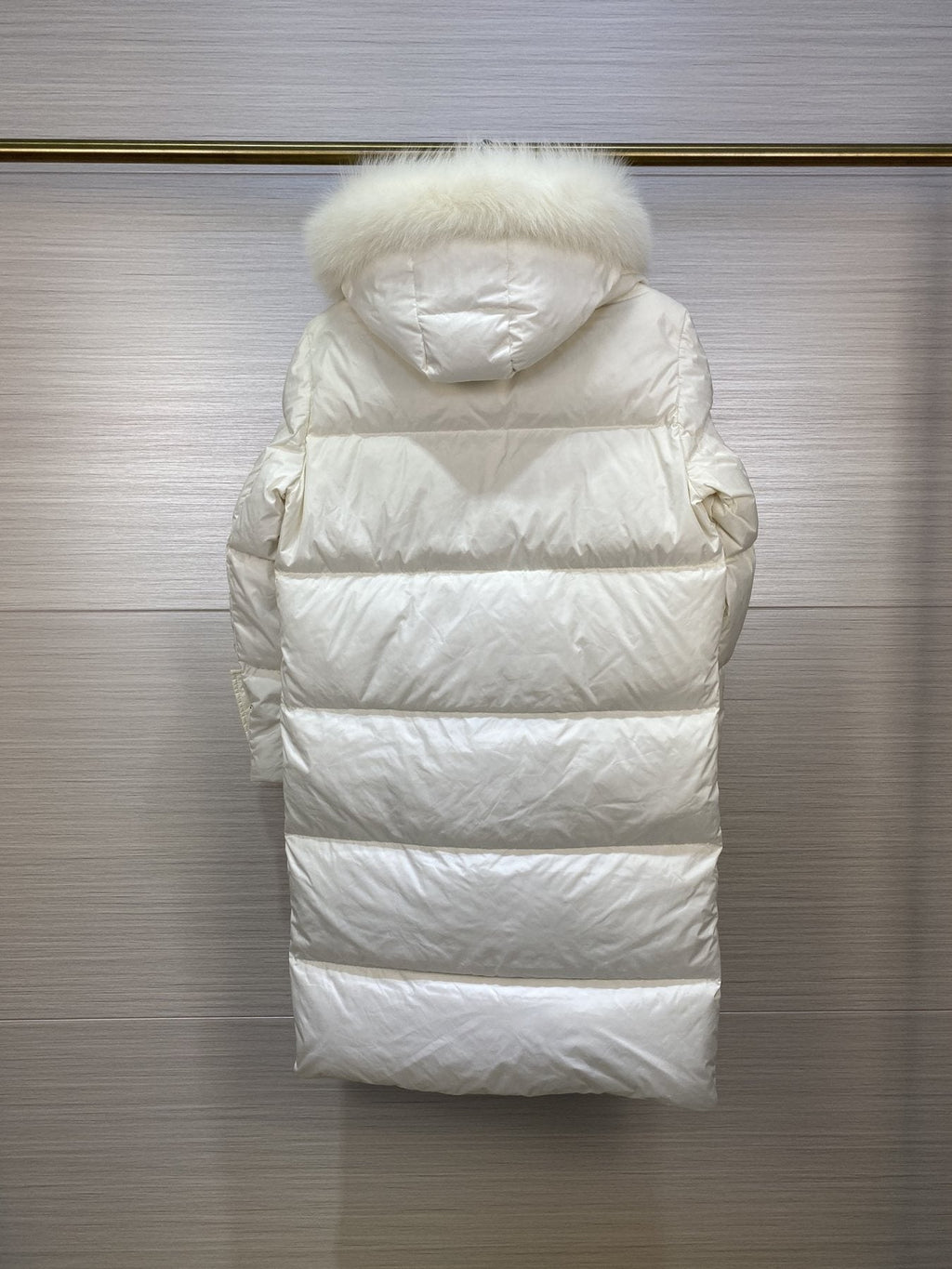 Moncler Women's Long Hooded Fur-Trim Down Coat — back