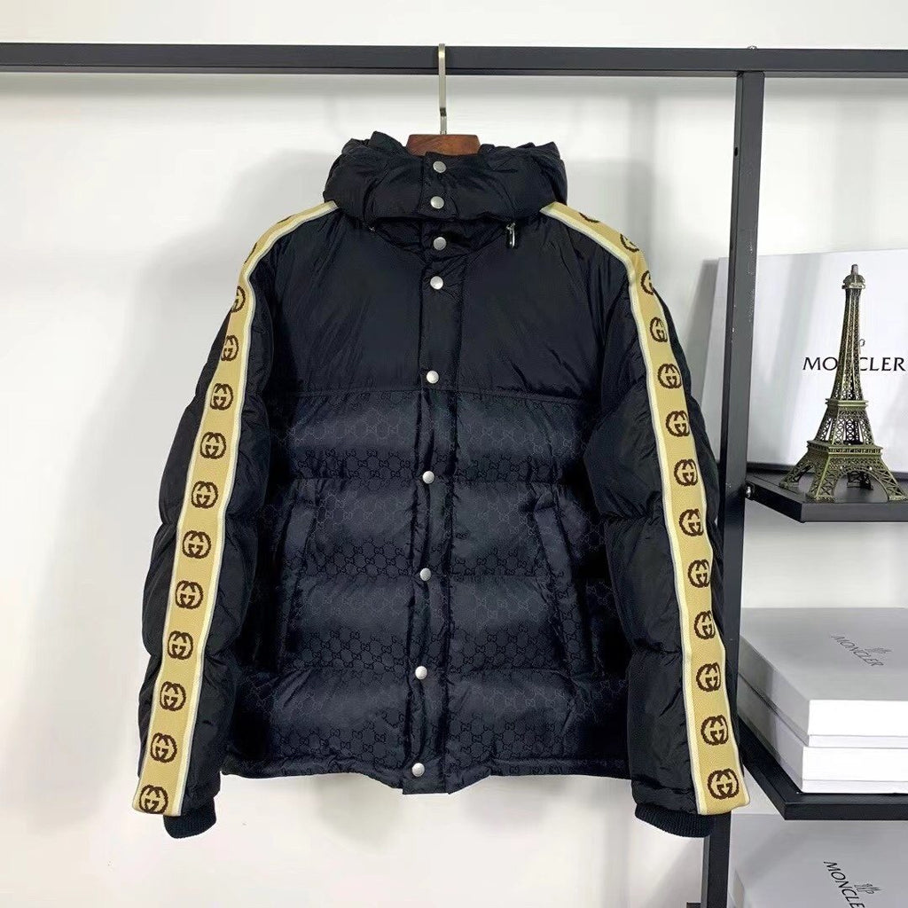 GUCCI Tonal Monogram Hooded Puffer Jacket — front