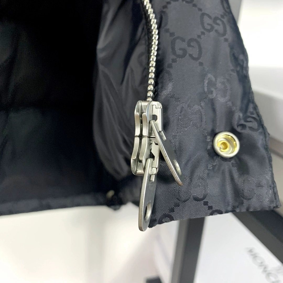 GUCCI Tonal Monogram Hooded Puffer Jacket — fabric_closeup