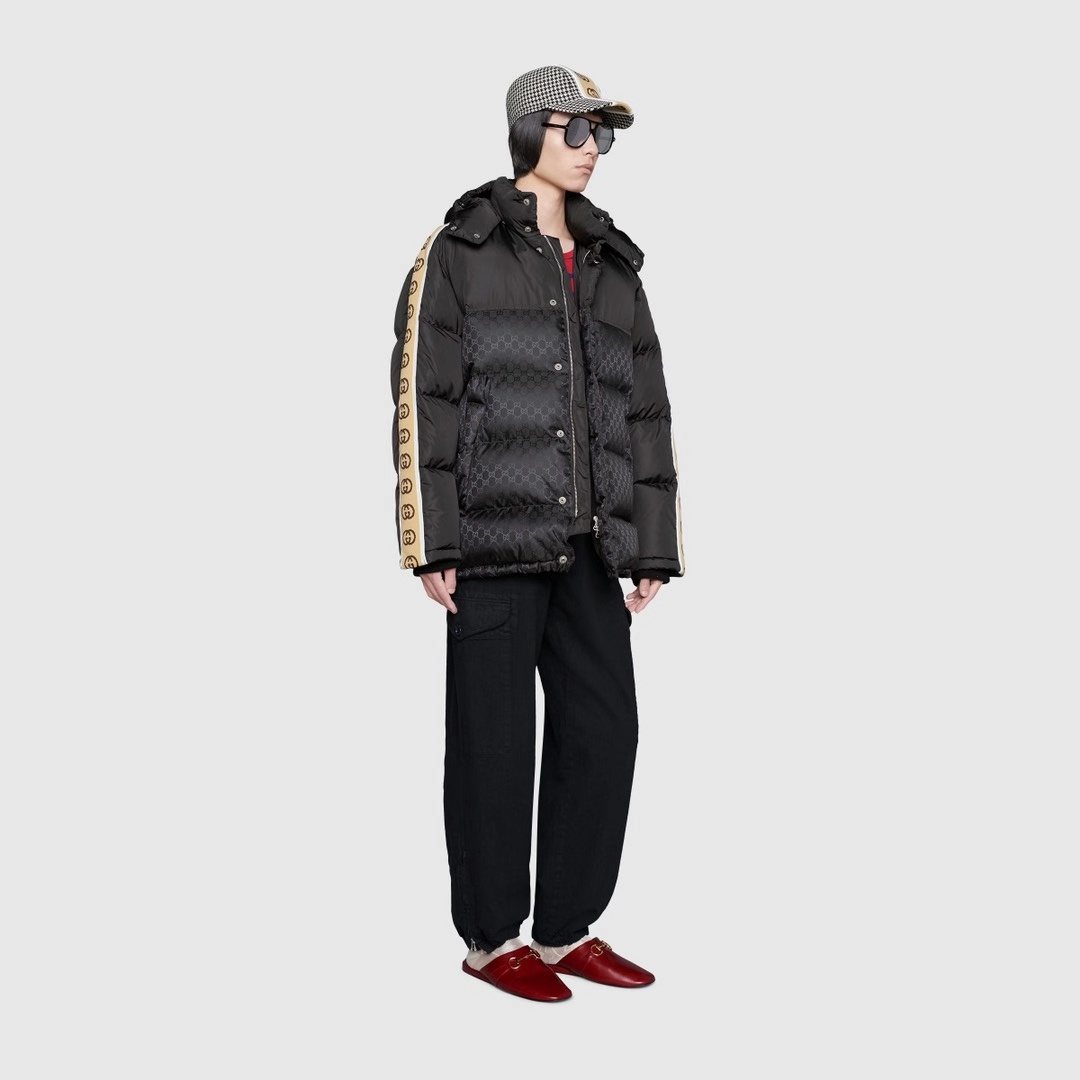 GUCCI Tonal Monogram Hooded Puffer Jacket — context