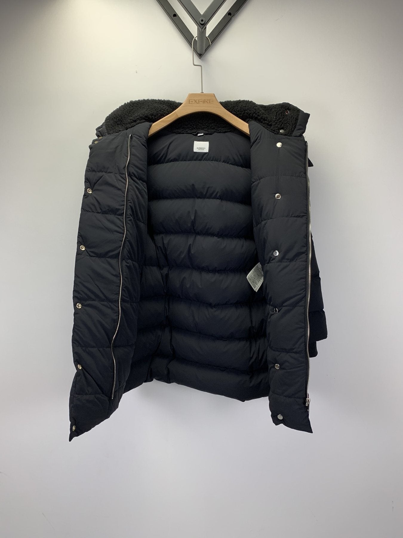 Burberry Women's Black Belted Hooded Long Down Jacket — detail
