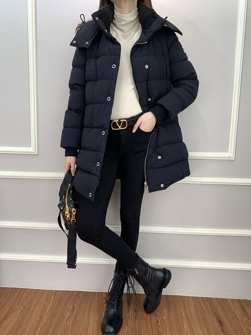 Burberry Women's Black Belted Hooded Long Down Jacket — context