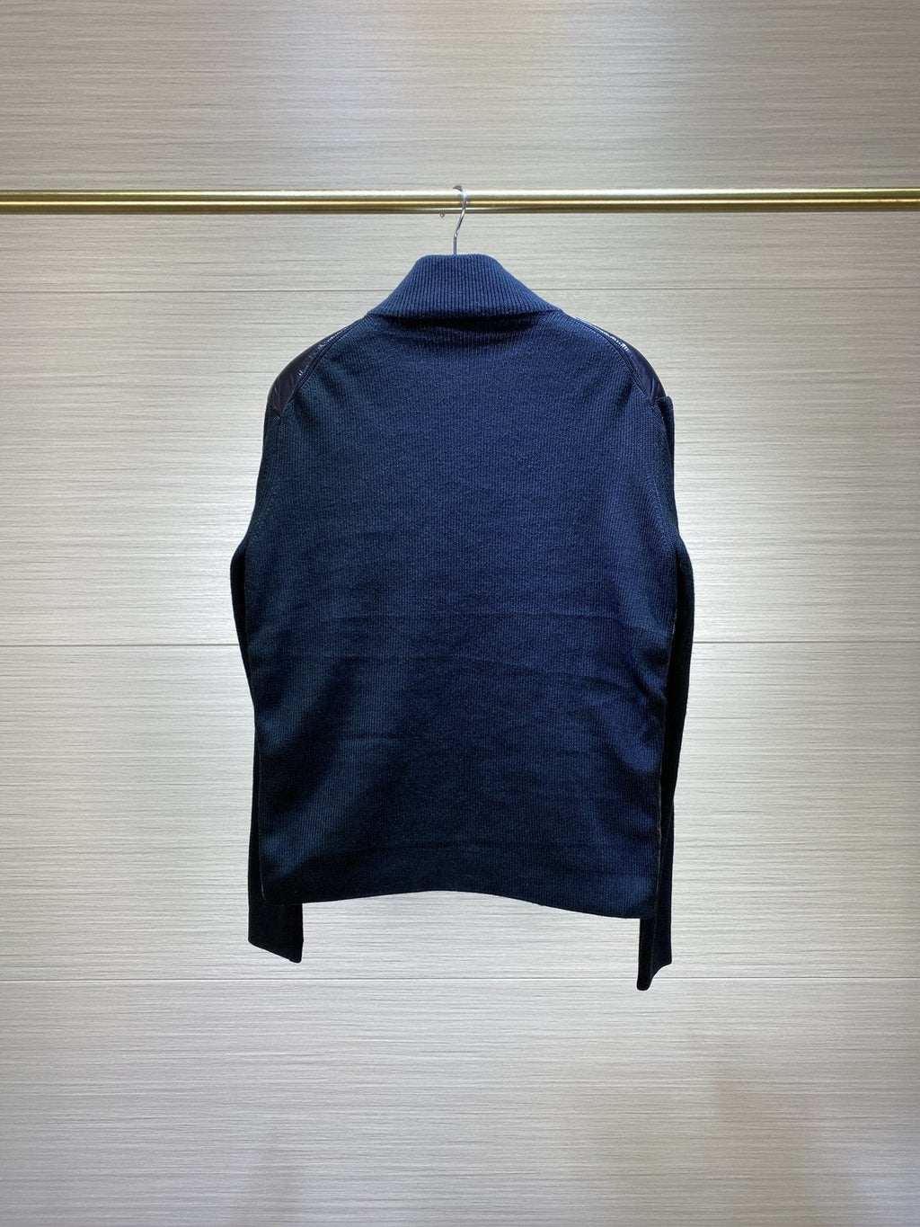 Moncler Quilted Knit-Sleeve Zip Jacket — back