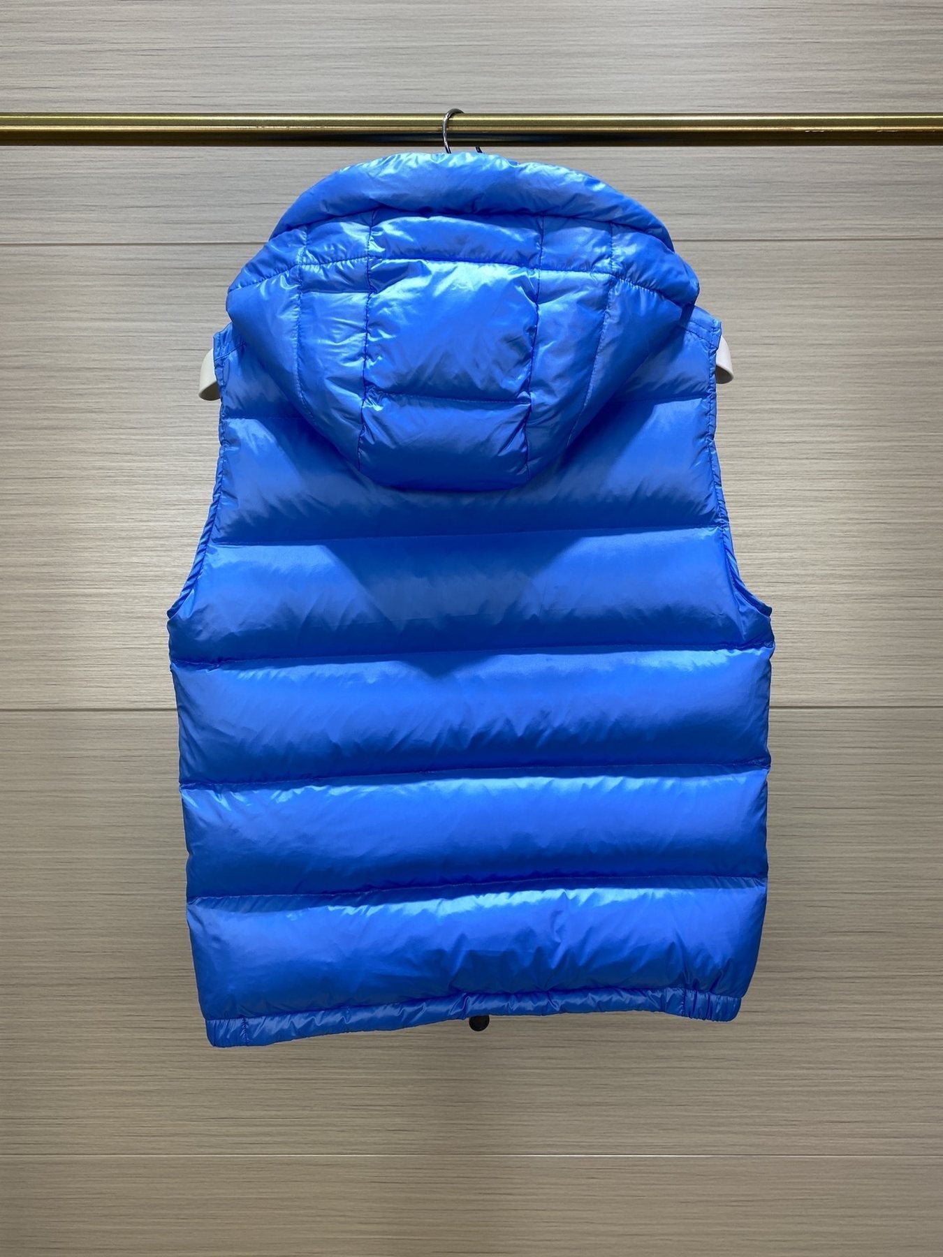 Moncler Hooded Glossy Puffer Down Vest — back