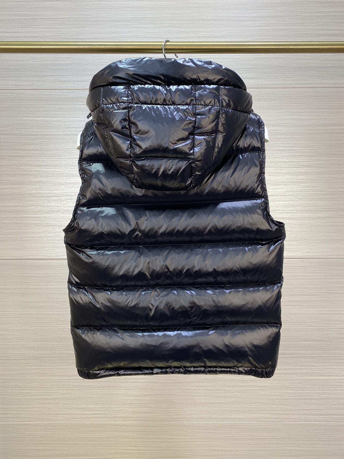 Moncler Hooded Glossy Puffer Down Vest — back