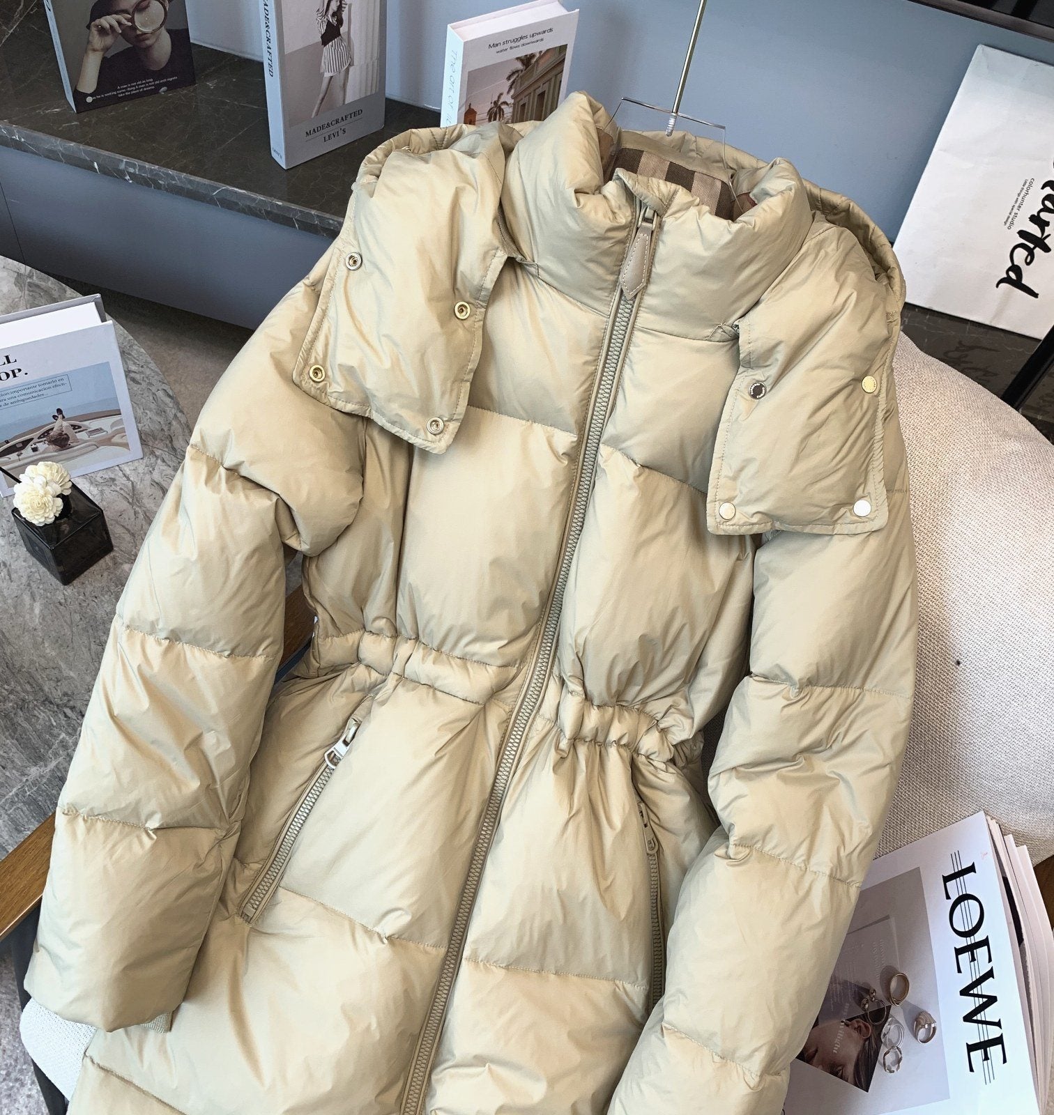 Burberry Women's Hooded Long Down Jacket — detail