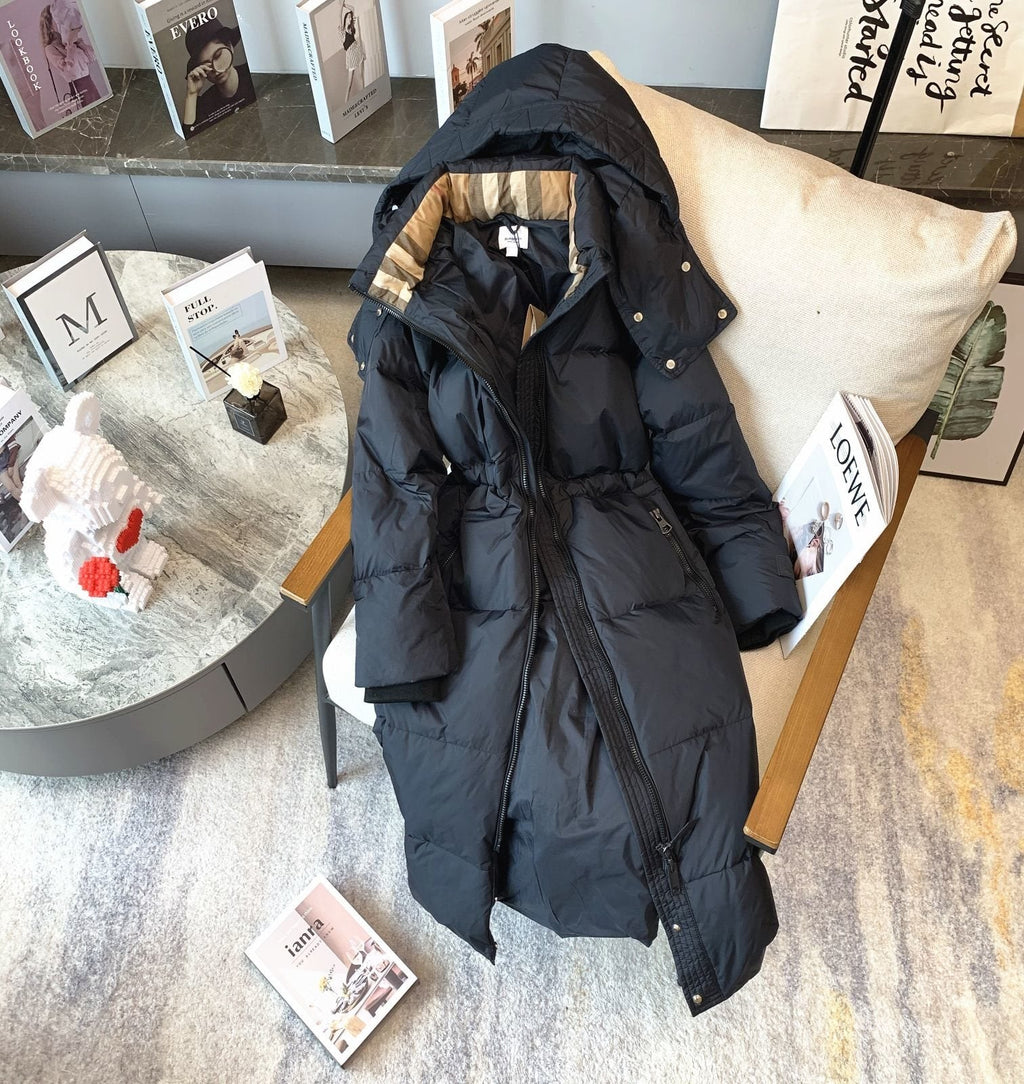 Burberry Women's Hooded Long Down Jacket — front