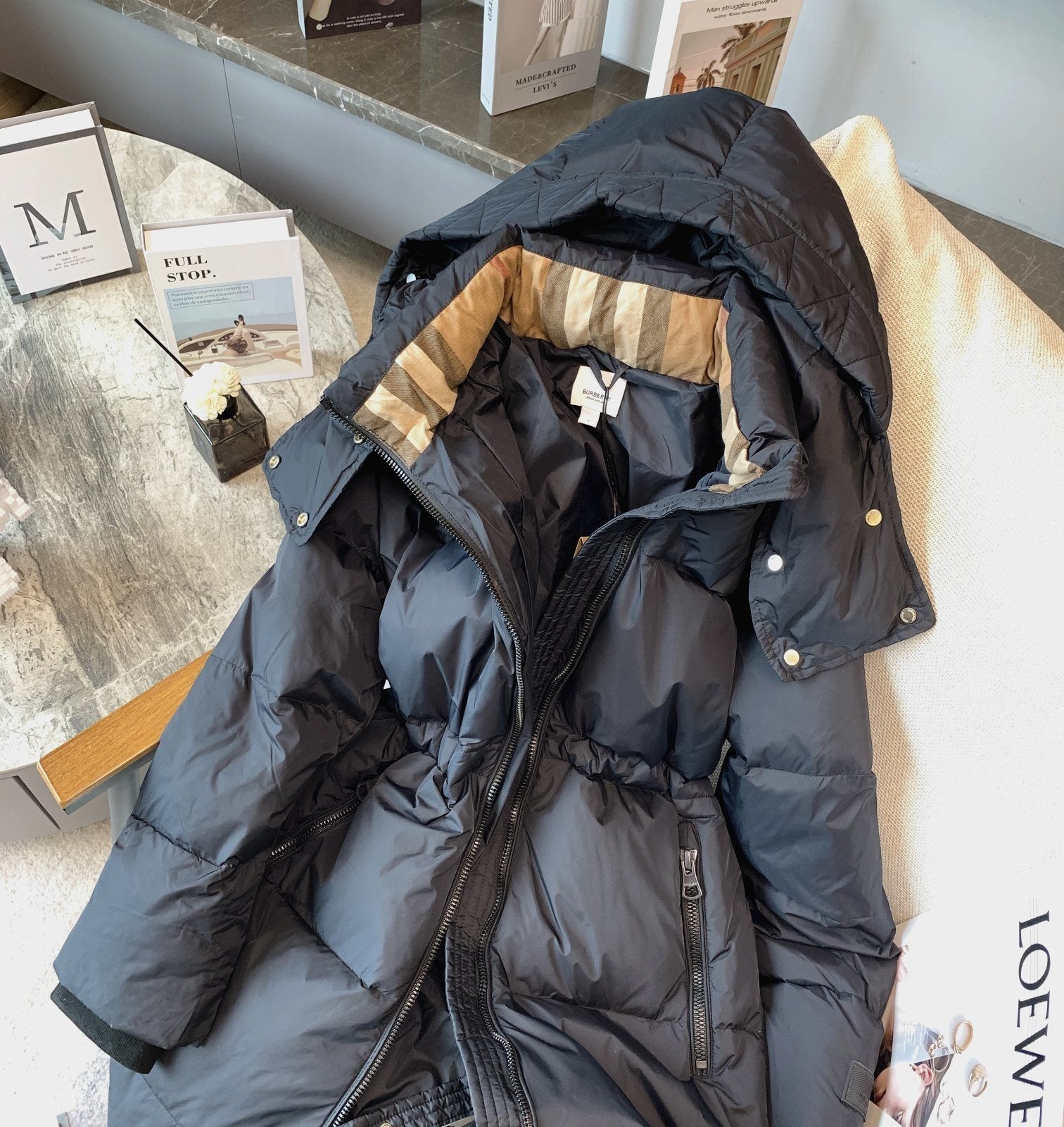 Burberry Women's Hooded Long Down Jacket — detail
