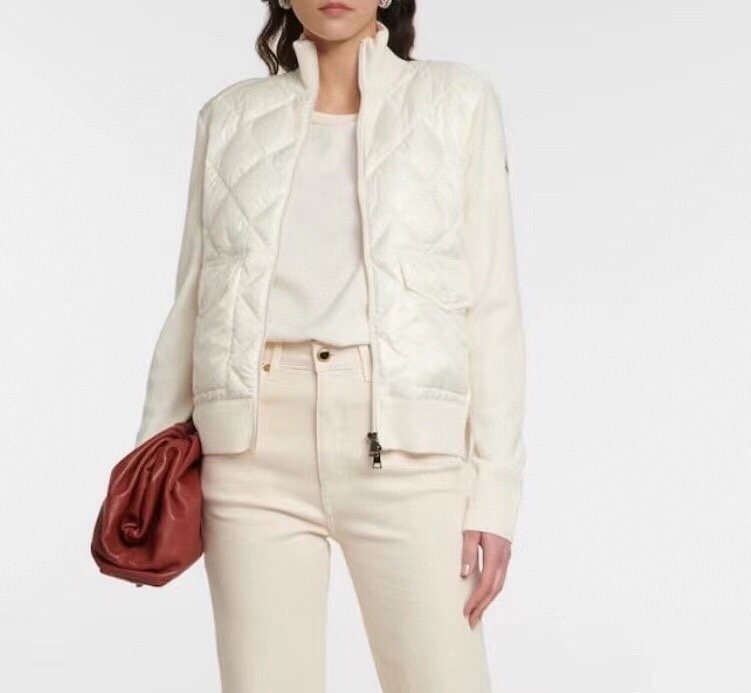 Moncler Diamond-Quilted Knit Sleeve Jacket — context