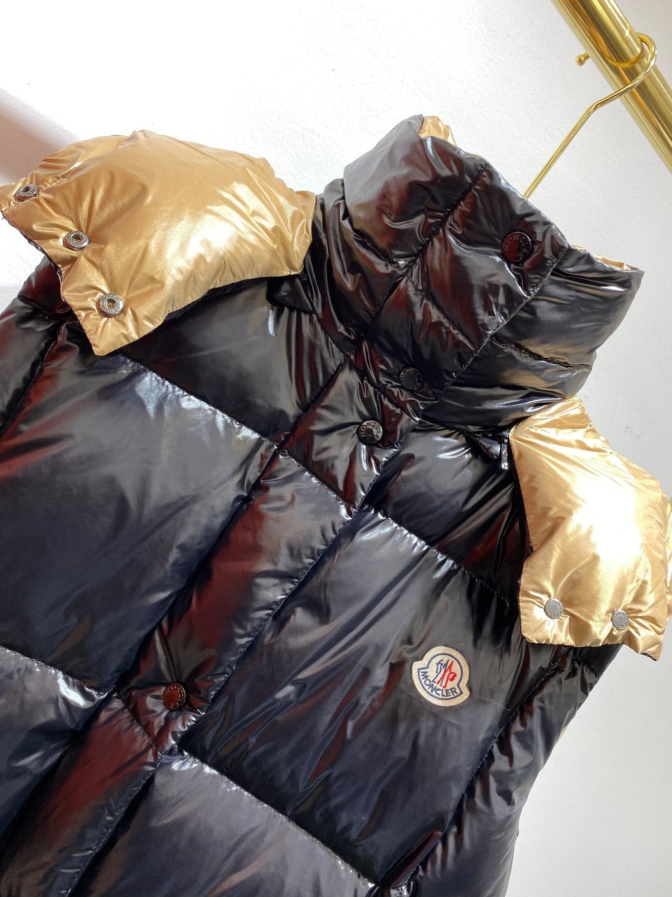 Moncler Women's Hooded Quilted Down Vest — detail
