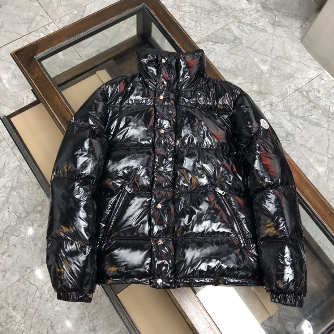 Moncler Women's Glossy Stand-Collar Short Puffer Coat — hero