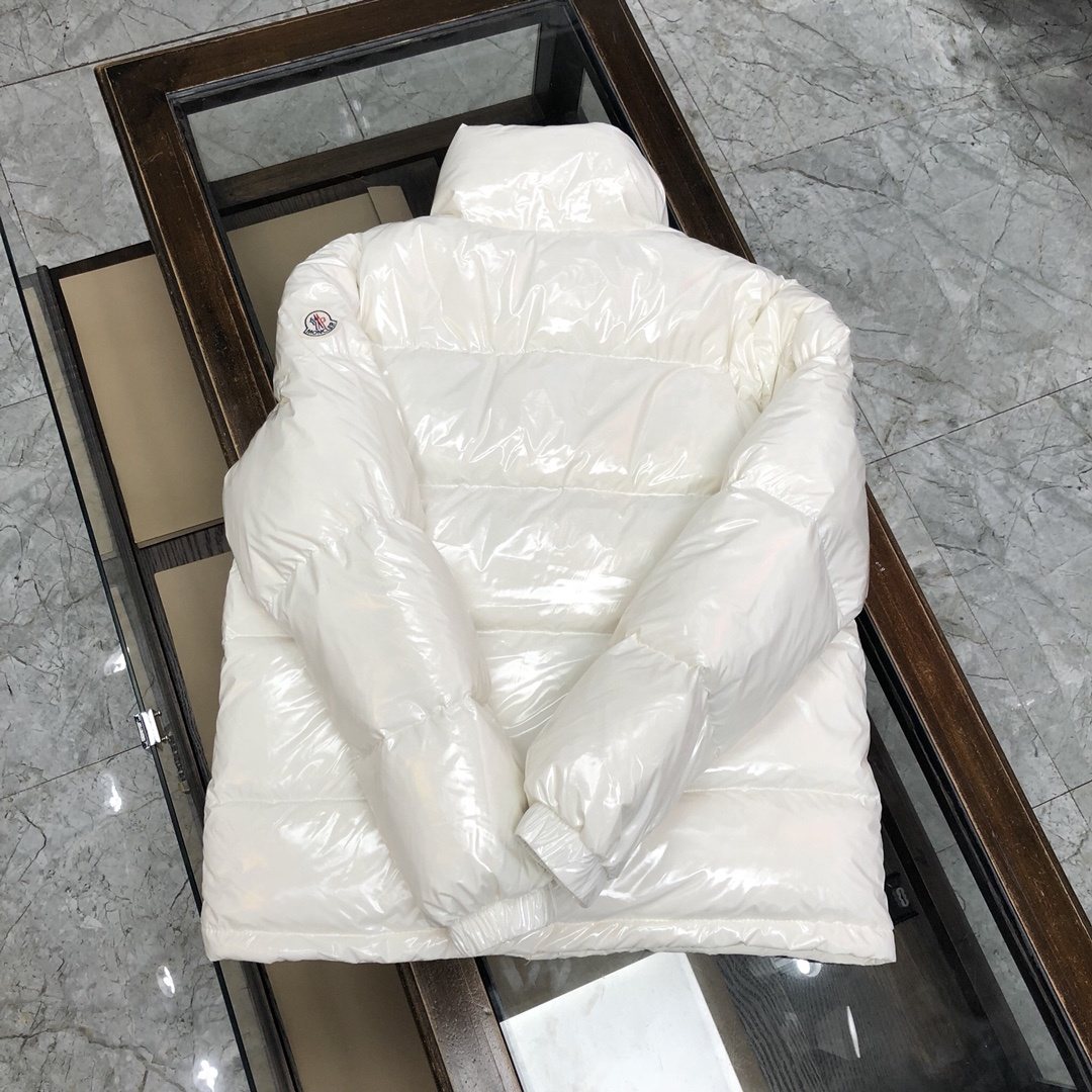 Moncler Women's Glossy Stand-Collar Short Puffer Coat — back
