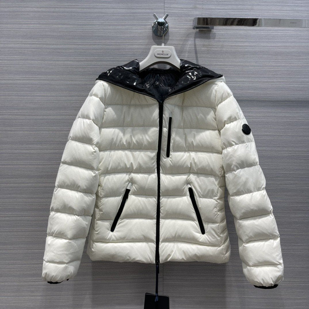Moncler Women's Reversible Hooded Letter Graphic Puffer Coat — front