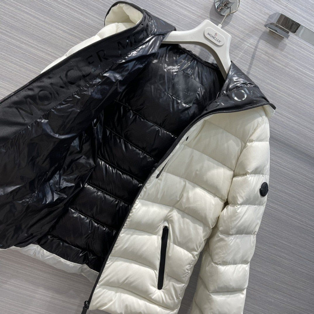 Moncler Women's Reversible Hooded Letter Graphic Puffer Coat — detail