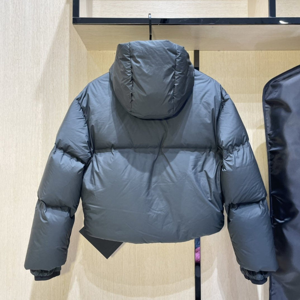 Prada Women's Cropped Hooded Puffer Jacket — back