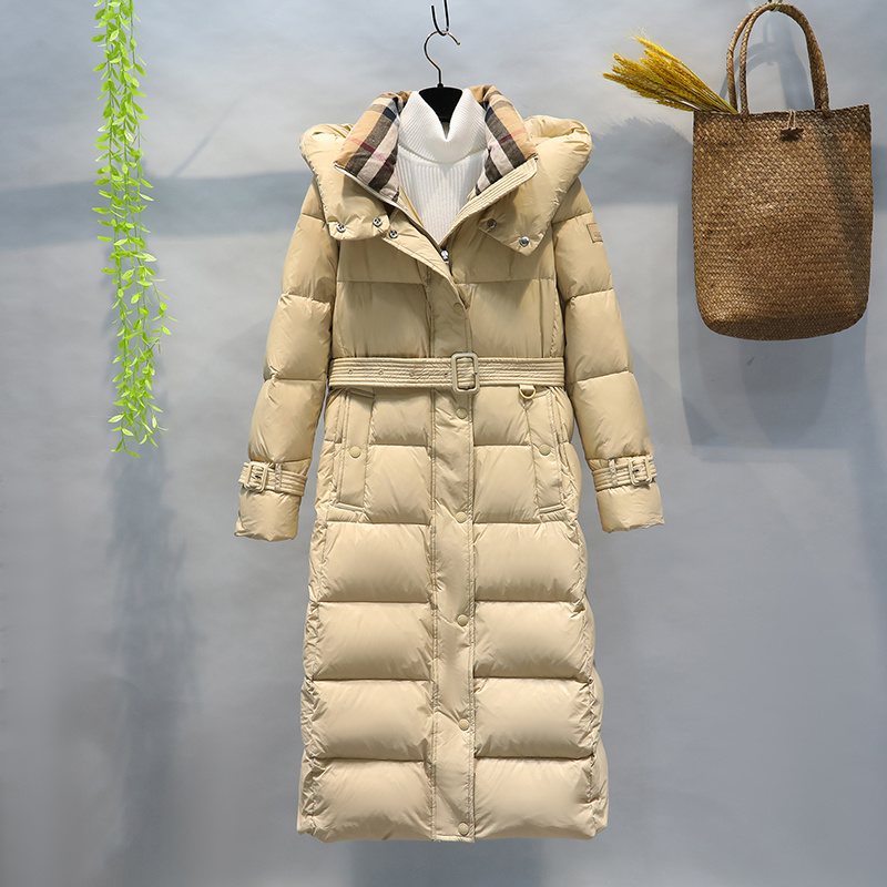 Burberry Removable-Hood Belted Long Down Jacket — hero