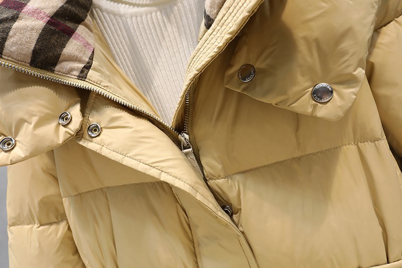 Burberry Removable-Hood Belted Long Down Jacket — detail