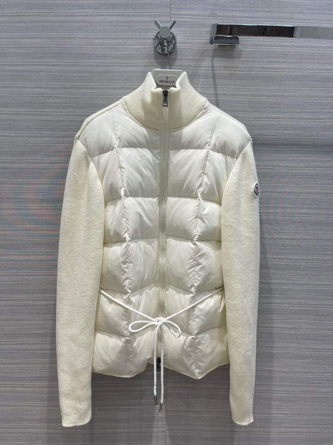 Moncler Women's Sweater-Sleeve Down Jacket — front
