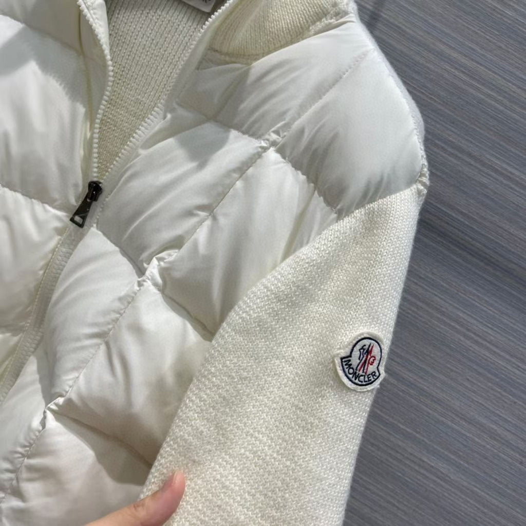 Moncler Women's Sweater-Sleeve Down Jacket — detail