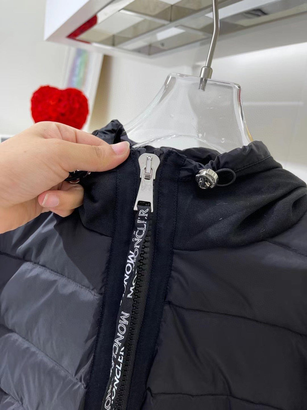 Moncler Hooded Hybrid Puffer Jacket — detail