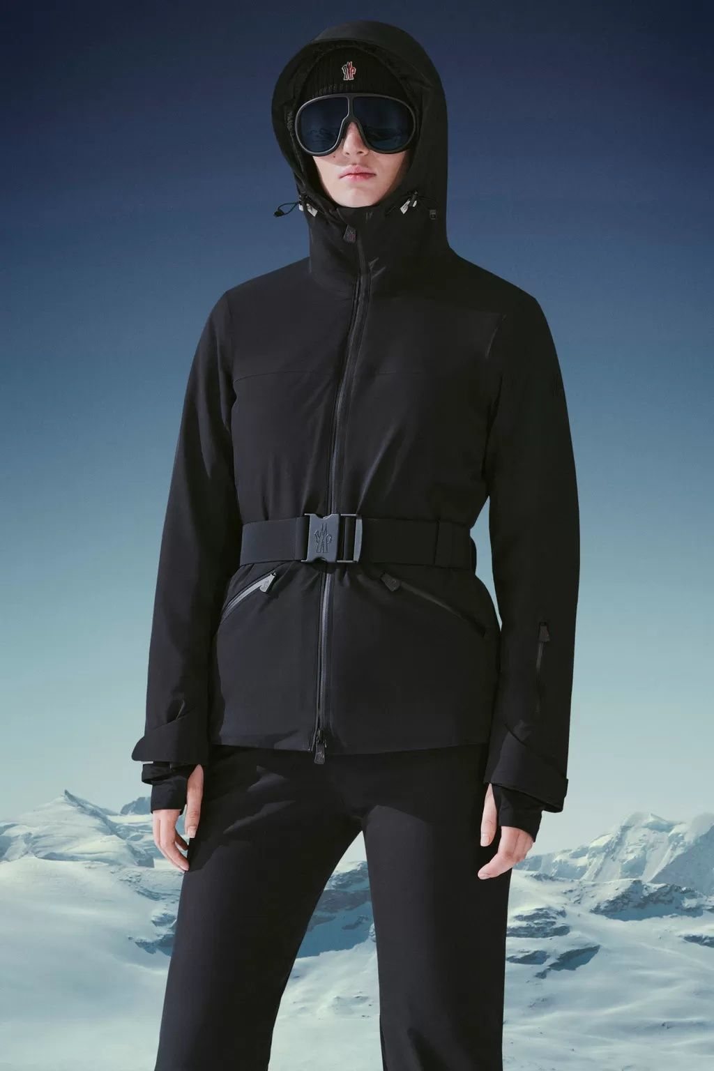 Moncler Women's Belted Hooded Ski Coat — context