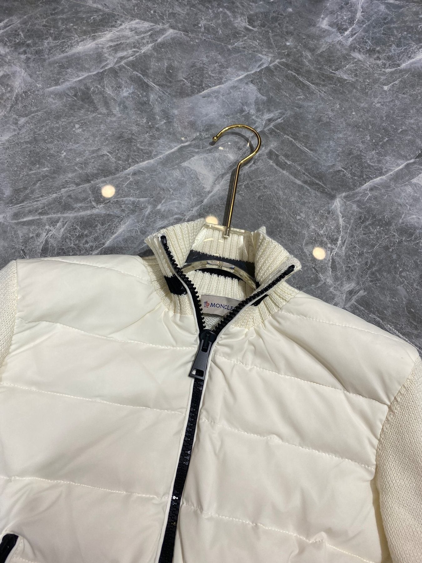 Moncler Women's Knit-Sleeve Puffer Jacket — detail