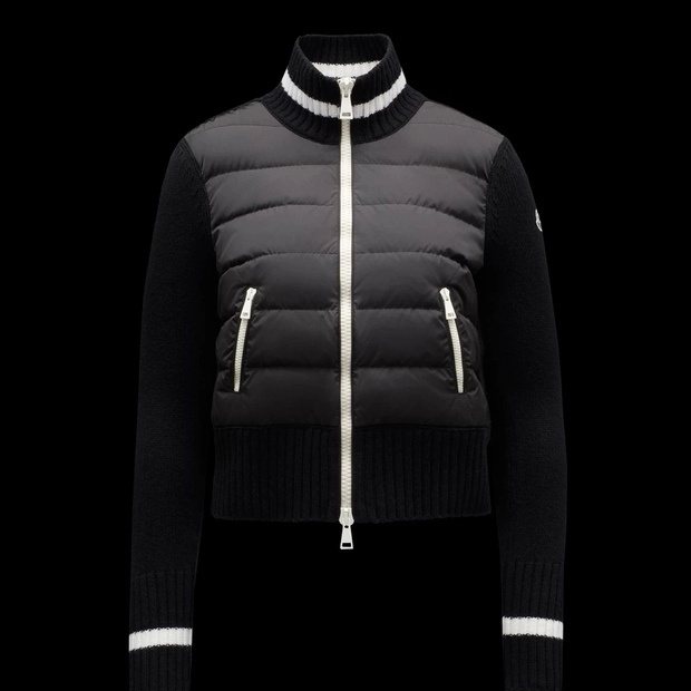 Moncler Women's Knit-Sleeve Puffer Jacket — front