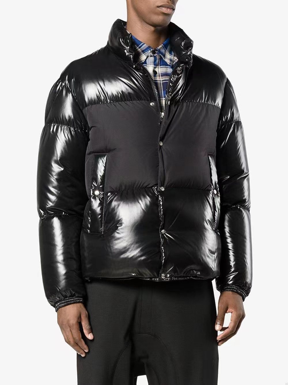 Moncler Black Glossy Quilted Puffer Coat — context