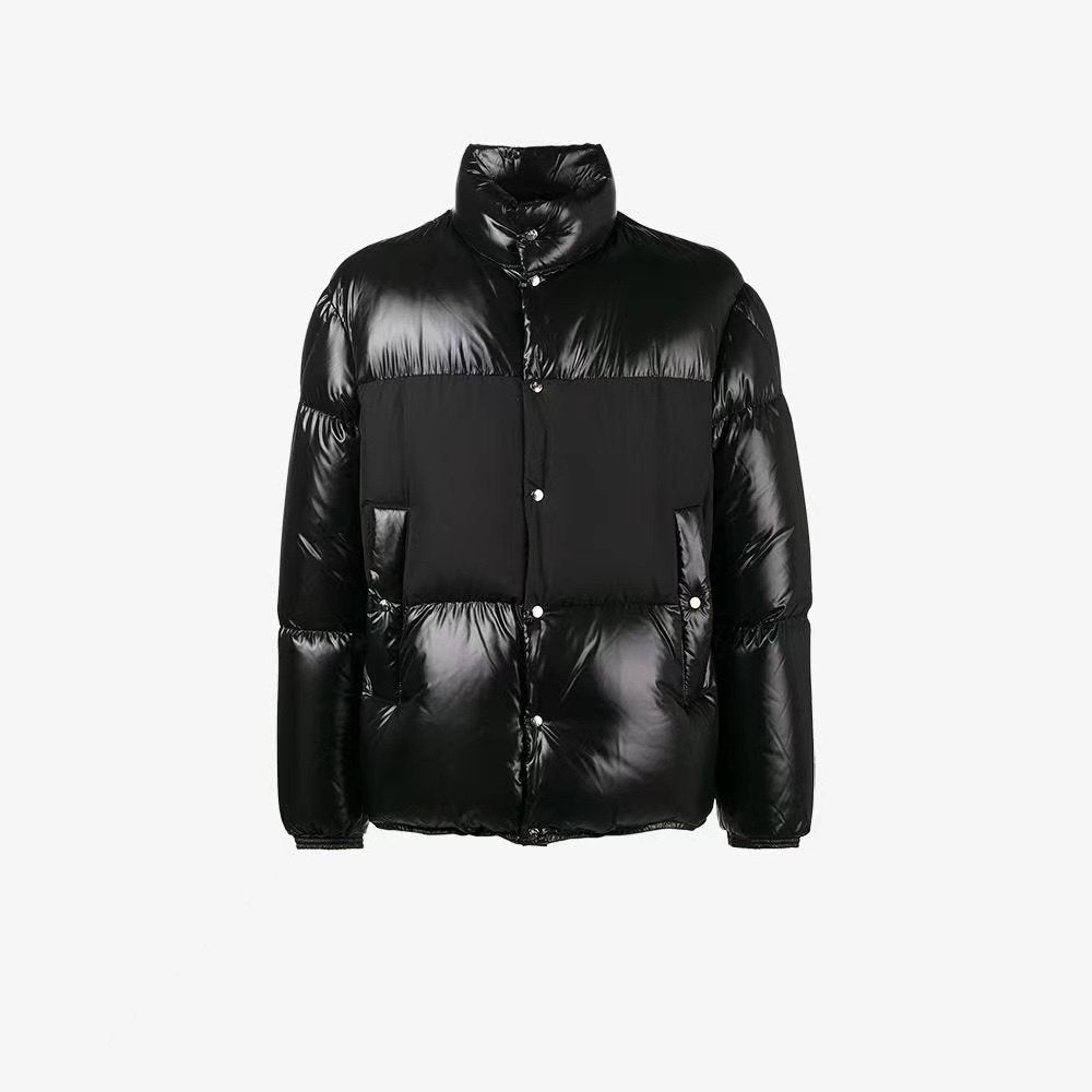 Moncler Black Glossy Quilted Puffer Coat — hero
